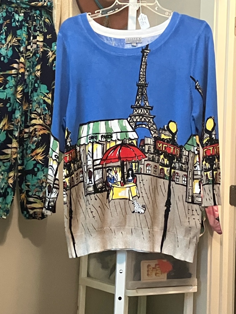 Joseph Blue Crewneck Sweater with Paris Graphic
